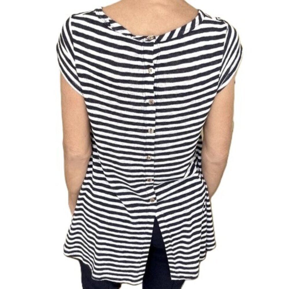 COIN 1804 • S • Crew Neck• High-Low Hem • Cap Sleeves • Back Button-Closure